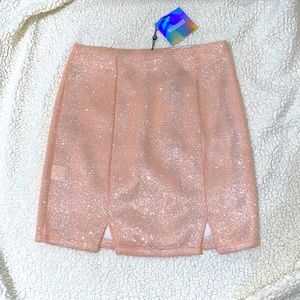 NWT Missguided Glitter Mesh Mini Skirt w/ Double Split